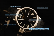 U-Boat Golden Crown Automatic Movement Steel Case with Black Dial and White Markers-Black Rubber Strap