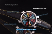 Gaga Milano Italy Asia 6497 Manual Winding Steel Case with Black Dial and Black Strap - colorized Markers