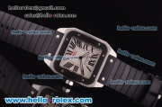 Cartier Santos Automatic Steel Case with White Dial and Black Rubber Strap-ETA Coating