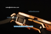 Hublot Big Bang Diamond Bezel Chronograph Swiss Quartz Rose Gold Case With Black Dial and Black Rubber Strap
