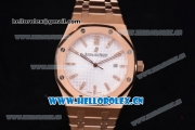 Audemars Piguet Royal Oak Clone AP Calibre 3120 Automatic Rose Gold Case/Bracelet with White Dial and Stick Markers (EF)