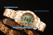 Rolex Datejust Swiss ETA 2836 Automatic Movement Rose Gold with Green MOP Dial and Diamond Markers/Bezel