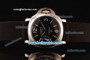 Panerai Luminor Marina Pam 005 Asia 6497 Manual Winding Steel Case with Black Dial and Dark Brown Leather Strap