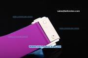 Hublot Big Bang Chronograph Miyota Quartz Movement Steel Case with Purple Markers and Purple Rubber Strap - Lady Model