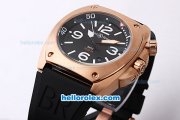 Bell & Ross BR 02 Automatic Movement Rose Gold Case with Black Dial and White Marking