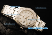 Rolex Day-Date Automatic Movement ETA Coating Case with White Dial and Diamond Markers/Bezel