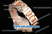 Cartier Rotonde De Miyota Quartz Two Tone Case/Bracelet with Brown Dial and Diamonds Bezel