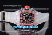 Richard Mille RM 011 Felipe Massa Flyback Chronograph Swiss Valjoux 7750 Automatic Sapphire Crystal Case with Skeleton Dial Red Inner Bezel and Aerospace Nano Translucent Strap