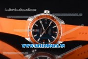 Omega Seamaster Planet Ocean Clone 8500 Automatic Steel Case with Black Dial Orange Rubber Strap and Stick/Arabic Numeral Markers (BP)