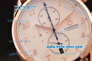 Tag Heuer Carrera Heritage Chrono Miyota OS10 Quartz Rose Gold Case with Brown Leather Strap White Dial