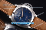 Panerai Luminor Marina 1950 3 Days Asia ST25 Automatic Steel Case with Blue Dial Stick/Arabic Numeral Markers and Brown Leather Strap