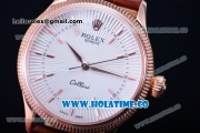 Rolex Cellini Time Asia 2813 Automatic Rose Gold Case with White Dial Brown Leather Strap and Stick Markers