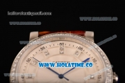 Cartier Rotonde De Miyota Quartz Steel Case with White Dial Diamonds Bezel and Diamonds Markers