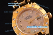 Rolex Datejust Lady Pearlmaster 2813 Automatic Gold Case with Yellow MOP Dial Diamond Markers and Yellow Gold Strap ETA Coating