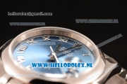 Rolex Datejust Clone Rolex 3135 Automatic Steel Case with Roman Numeral Markers Blue Dial and Steel Bracelet