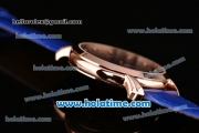Vacheron Constantin Malte Miyota Quartz Rose Gold Case with Blue Leather Bracelet Diamond Markers and Blue Dial