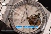 Audemars Piguet Royal Oak 41MM Swiss Tourbillon Manual Winding Full Steel with Diamonds Bezel and White Dial (FT)