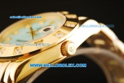 Rolex Datejust Automatic Movement Full Gold with Blue MOP Dial and Diamond Markers/Bezel-ETA Coating Case