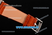 Minorva Swiss Tourbillon Manual Winding Steel Case with White Dial Orange Leather Strap and Blue Roman Numeral Markers