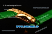 Rolex Cellini Time Asia 2813 Automatic Yellow Gold Case White Dial Green Leather Strap and Stick/Roman Numeral Markers