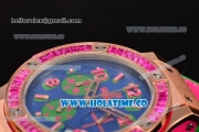 Hublot Big Bang Tutti Frutti 38MM Chrono Miyota OS20 Quartz Rose Gold Case with Blue Dial Stick/Numeral Markers and Pink Diamonds Bezel