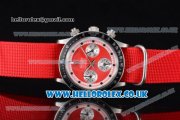 Rolex Daytona Vintage Chrono Miyota OS20 Quartz Steel Case with Red Dial White Subdials and Red Nylon Strap Rolex Daytona Vintage Chrono Miyota OS20 Quartz Steel Case with Red Dial White Subdials and Red Nylon Strap