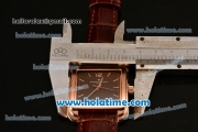 Vacheron Constantin Historiques Toledo Miyota Quartz Rose Gold Case with Stick Markers and Brown Dial