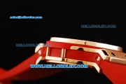 Hublot Big Bang Chronograph Swiss Quartz Movement Rose Gold Case with Diamond Bezel and Red Rubber Strap-Lady Model