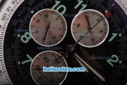 Breitling Navitimer Automatic Movement with Black Dial and Green Numeral Marker-SS Strap