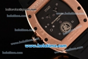 Richard Mille Tourbillon RM 057 Dragon Swiss ETA 2824 Automatic Rose Gold&Diamonds Case with Black Rubber Strap and Dragon Dial