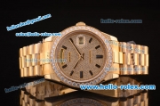 Rolex Day-Date II Swiss ETA 2836 Automatic Full Rose Gold with Diamond Bezel/Dial