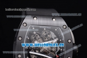 Richard Mille RM 038 Miyota 9015 Automatic PVD Case with Skeleton Dial and Black Rubber Strap Dot Markers