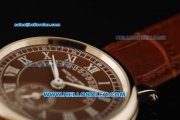 Patek Philippe Calatrava Automatic Movement Steel Case with Brown Dial and Brown Leather Strap-ETA Coating Case