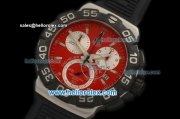 Tag Heuer Formula 1 Chronograph Swiss Quartz Movement Steel Case with Red Dial and Black Rubber Strap