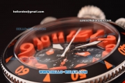 Gaga Milano Chrono 48 Miyota OS20 Quartz PVD Bezel with Black Dial and Orange Numeral Markers - Orange Rubber Strap