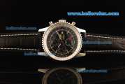 Breitling Navitimer Automatic Movement Steel Case with Black Dial and Black Leather Strap