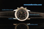 Breitling Navitimer Automatic Movement Steel Case with Black Dial and Black Leather Strap