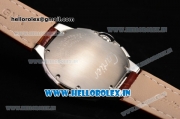 Cartier Ballon Bleu De Medium Chrono Miyota OS20 Quartz Steel Case with Brown Leather Strap and Brown Dial