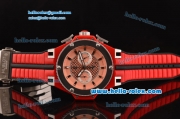 Hublot King Power Ferrari Chrono Miyota OS20 Quartz Steel Case with Red Rubber Strap Pink Dial