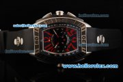 Franck Muller Conquistador F1 Singapore GP Chronograph Quartz Movement Steel Case with Red Arabic Numerals and Black Rubber Strap