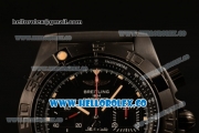 Breitling Chronomat B01 44 Blacksteel Chronograph Swiss Valjoux 7750 Automatic PVD Case with Black Dial Rubber Strap and Stick Markers