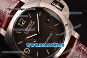 Panerai Luminor Marina 1950 3 Days PAM 312 Clone P.9000 Automatic Steel Case with Stick/Arabic Numeral Markers and Brown Leather Strap (ZF)