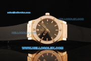 Hublot Classic Fusion Swiss ETA 2824 Automatic Movement Rose Gold Case with Diamond Bezel and Black Rubber Strap