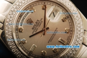 Rolex Day-Date Automatic Movement ETA Coating Case with Silver Dial and Diamond Markers/Bezel