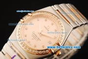Omega Constellation Automatic Movement Steel Case with Diamond Markers/Bezel and Two Tone Strap