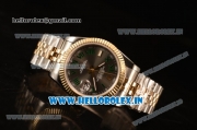 Rolex Datejust 37mm Swiss ETA 2836 Automatic Two Tone with Grey Dial and Green Roman Markers