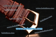 Patek Philippe Calatrava Miyota Quartz Rose Gold Case with Stick Markers and Brown Dial