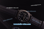Panerai Luminor Marina Pam 005 Asia 6497 Manual Winding PVD Case with Black Dial and Black Leather Strap