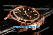 Omega Seamaster Planet Ocean 600 M Chrono Miyota OS20 Quartz Rose Gold Case with Black Dial and White Stick Markers