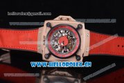 Hublot Masterpiece MP 08 Antikythera Sunmoon Asia 2813 Automatic Rose Gold Case Skeleton Dial Red Inner Bezel and Red Leather Strap